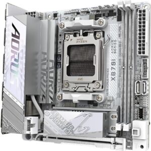 GIGABYTE X870I AORUS PRO ICE – Mini-ITX AM5 Motherboard with AMD Ryzen 9000/8000/7000 Support, PCIe 5.0 x16, Dual M.2 (Gen5/Gen4), DDR5 8400MT/s EXPO, USB4 Type-C, Wi-Fi 7 + 2.5GbE LAN, ALC4080 Audio, EZ-Latch Design, VRM Thermal Armor