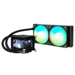 TRYX PANORAMA ARGB 240 Black/White– Premium Liquid CPU Cooler with L-Shaped AMOLED Display, Dual 120mm ARGB Fans, and Sleek White Finish