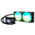 TRYX PANORAMA ARGB 280 Black/White – Premium Liquid CPU Cooler with L-Shaped 6.5-Inch AMOLED Display, 280mm Radiator, Dual 120mm FDB Fans, and Support for Intel & AMD Sockets