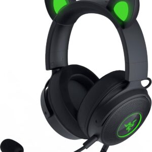 Razer Kraken Kitty Edition V2 Pro Black/Quartz (Pink) – RGB Gaming Headset with Interchangeable Kitty, Bear & Bunny Ears, Detachable Mic, THX Spatial Audio