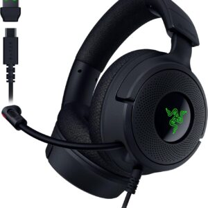 Razer Kraken V4 X – Lightweight Wired Gaming Headset with Razer™ TriForce 40mm Drivers, 7.1 Surround Sound, Retractable HyperClear Cardioid Microphone, USB-C & Type-A Connectivity, and Razer Chroma™ RGB for Multi-Platform Immersion