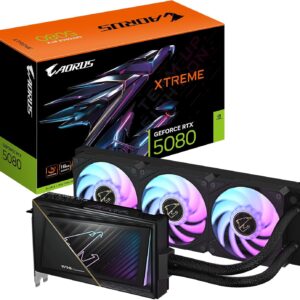Gigabyte AORUS XTREME WATERFORCE GeForce RTX 5080 16GB GDDR7 Graphics Card – Liquid Cooled, RGB, Blackwell Architecture