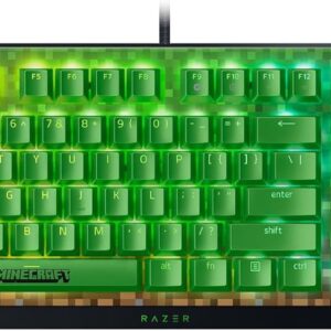 Razer BlackWidow V4 X Minecraft Edition – Full-Size Mechanical Gaming Keyboard with Green (Clicky) Switch , Chroma RGB, 6 Macro Keys, and Media Roller – Wired