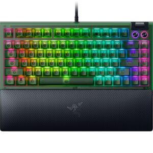 Razer BlackWidow V4 75% Mechanical Gaming Keyboard Phantom Green: Hot-Swappable Design - Compact & Durable - Orange Tactile Switches - Chroma RGB - MF Roller & Media Keys - Comfortable Wrist Rest
