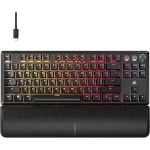 CORSAIR K70 PRO TKL RGB Gaming Keyboard ABS Black & White – Hall Effect Magnetic Switches, Rapid Trigger, Adjustable Actuation, AXON 8,000Hz Hyper-Polling, iCUE Compatible