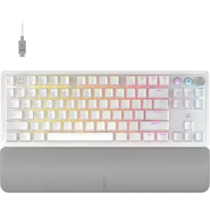 CORSAIR K70 PRO TKL RGB Gaming Keyboard PBT White – Hall Effect Magnetic Switches, Rapid Trigger, Adjustable Actuation, AXON 8,000Hz Hyper-Polling, iCUE Compatible
