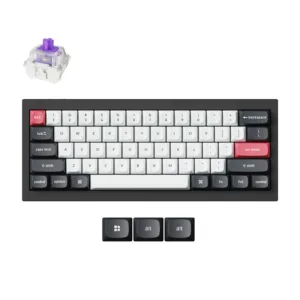 Keychron Q4 HE Wireless QMK Custom Keyboard Carbon Black & Shell White – 60% Layout, Hall Effect Magnetic Switches, Hot-Swappable, Aluminum Body, 2.4G & Bluetooth 5.2