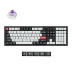 Keychron Q6 HE Wireless QMK Keyboard Carbon Black & Shell White – Full-Size Aluminum Build, Hall Effect Magnetic Switches, Hot-Swappable, RGB, Multi-Platform Support