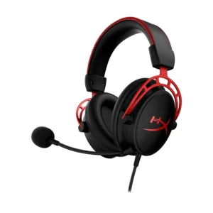HyperX Cloud Alpha Wired Gaming Headset Black-Red – Dual Chamber Drivers, Noise-Cancelling Mic, Multi-Platform Compatibility, Premium Comfort, Aluminum Frame – Black/Red