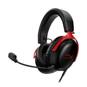 HyperX Cloud III Gaming Headset Black-Red & Black – Wired, Angled 53mm Drivers, DTS Spatial Audio, 10mm Noise-Canceling Mic with LED Mute, Signature Memory Foam Comfort, Compatible with PC, PS5, Xbox, Switch & Mobile